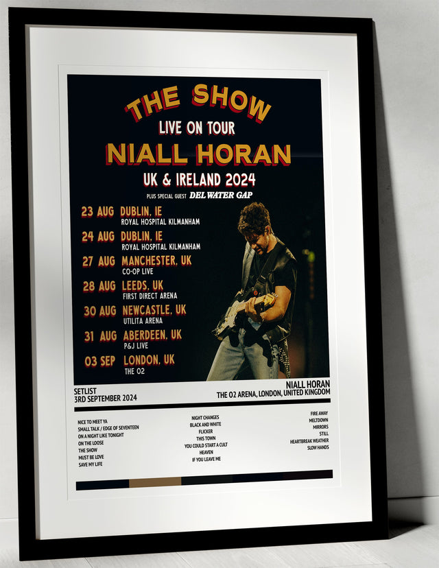 Niall Horan The Show: Live On Tour The O2 Arena London 3rd September 2024 - Setlist Tour Poster - Setlist