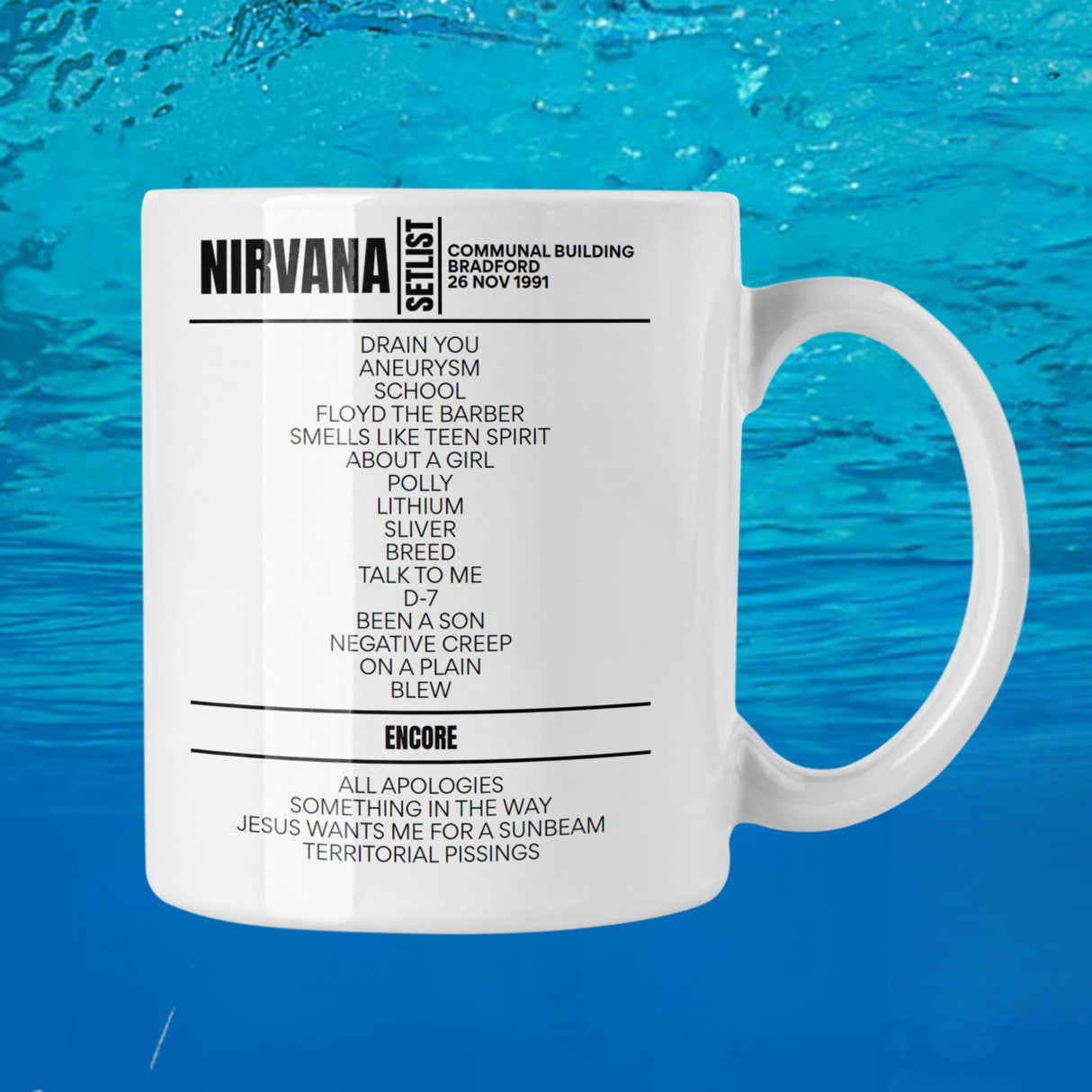 Nirvana Bradford November 26, 1991 Replica Setlist Mug - Setlist