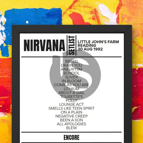 Nirvana Reading Festival 1992 Replica Setlist - Setlist