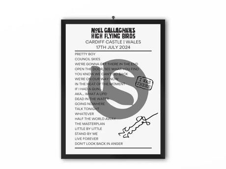 Noel Gallagher's High Flying Birds Cardiff July 2024 Setlist Poster - Setlist