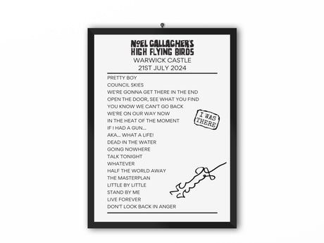 Noel Gallagher's High Flying Birds Warwick Castle 21st July 2024 Setlist Poster - Setlist