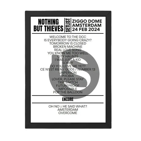 Nothing But Thieves Amsterdam February 24, 2024 Setlist Replica - Setlist