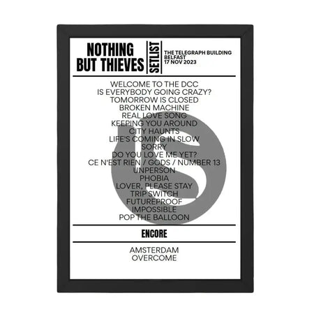 Nothing But Thieves Belfast November 17, 2023 Setlist Replica - Setlist