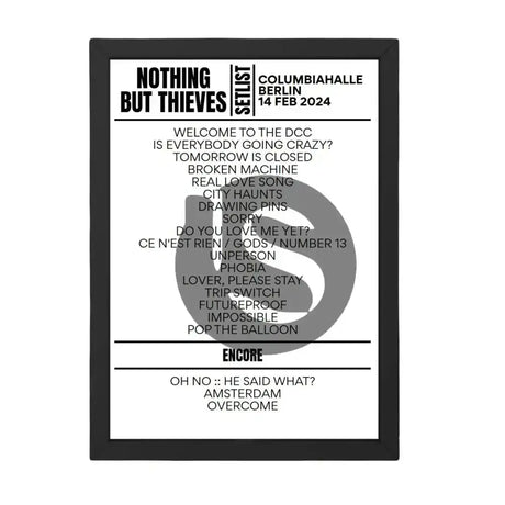 Nothing But Thieves Berlin February 14, 2024 Setlist Replica - Setlist