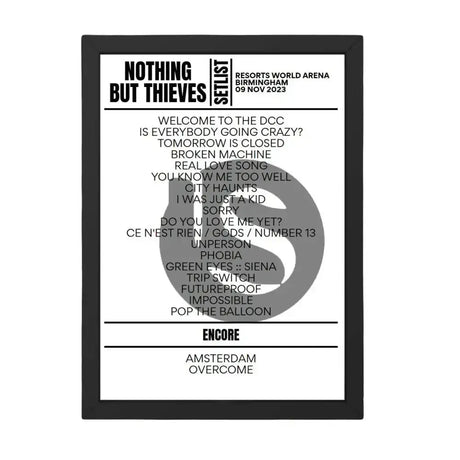 Nothing But Thieves Birmingham November 09, 2023 Setlist Replica - Setlist