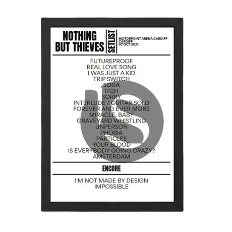 Nothing But Thieves Cardiff October 07, 2021 Setlist Replica - Setlist