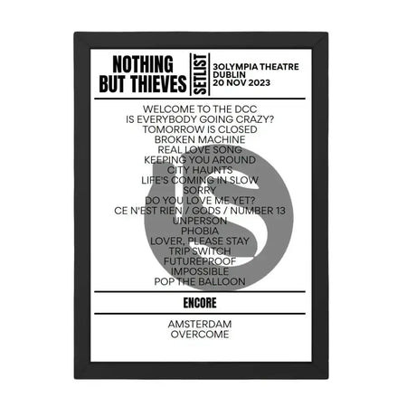 Nothing But Thieves Dublin November 20, 2023 Setlist Replica - Setlist