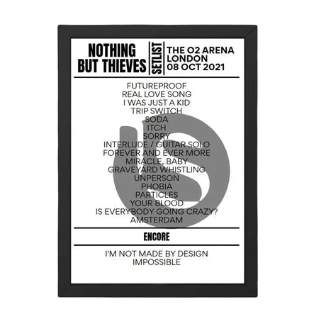 Nothing But Thieves London October 08, 2021 Setlist Replica - Setlist