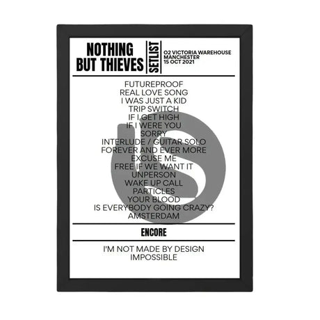 Nothing But Thieves Manchester October 15, 2021 Setlist Replica - Setlist