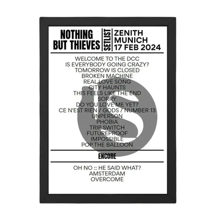 Nothing But Thieves Munich February 17, 2024 Setlist Replica - Setlist