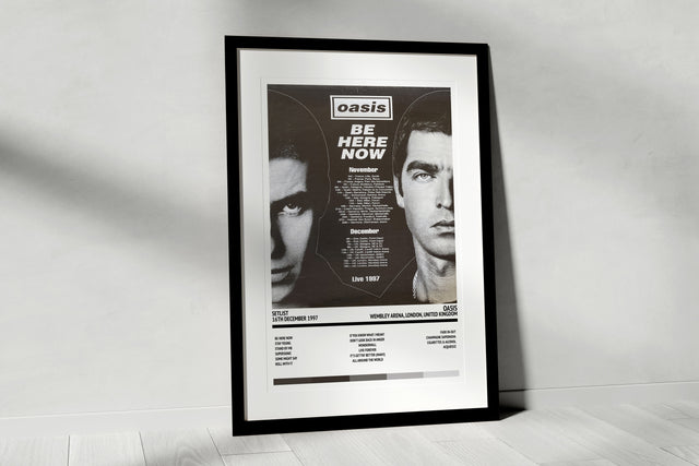 Oasis Be Here Now Wembley Arena London 16th December 1997 - Setlist Tour Poster - Setlist