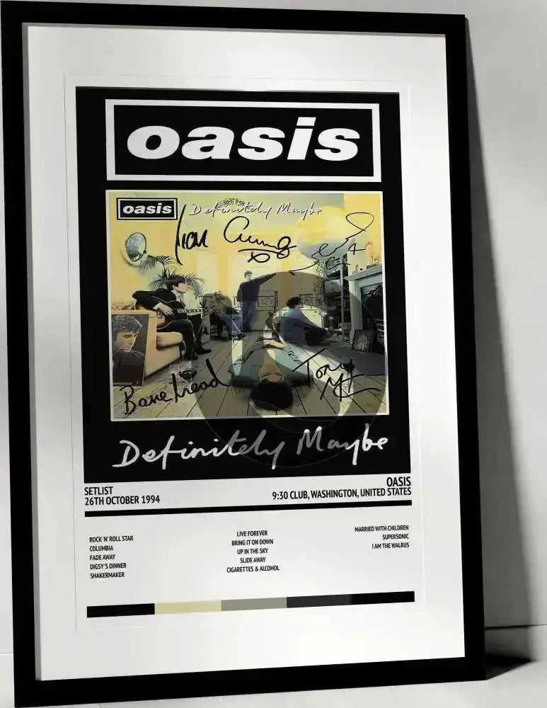 Oasis Definitely Maybe 9:30 Club Washington 26th October 1994 - Setlist Tour Poster - Setlist