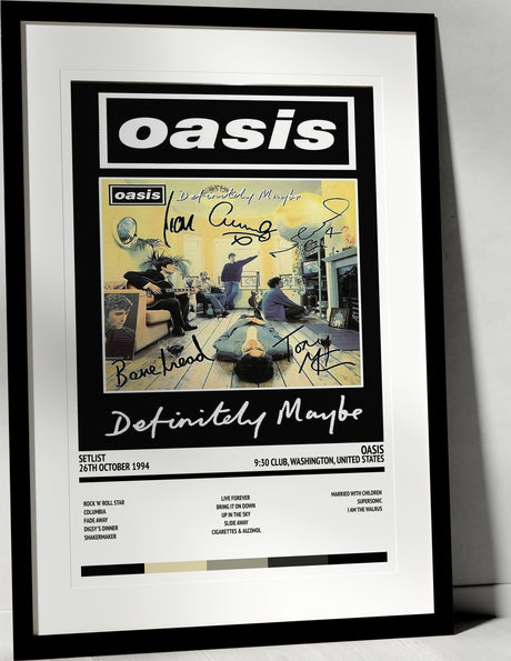 Oasis Definitely Maybe 9:30 Club Washington 26th October 1994 - Setlist Tour Poster - Setlist