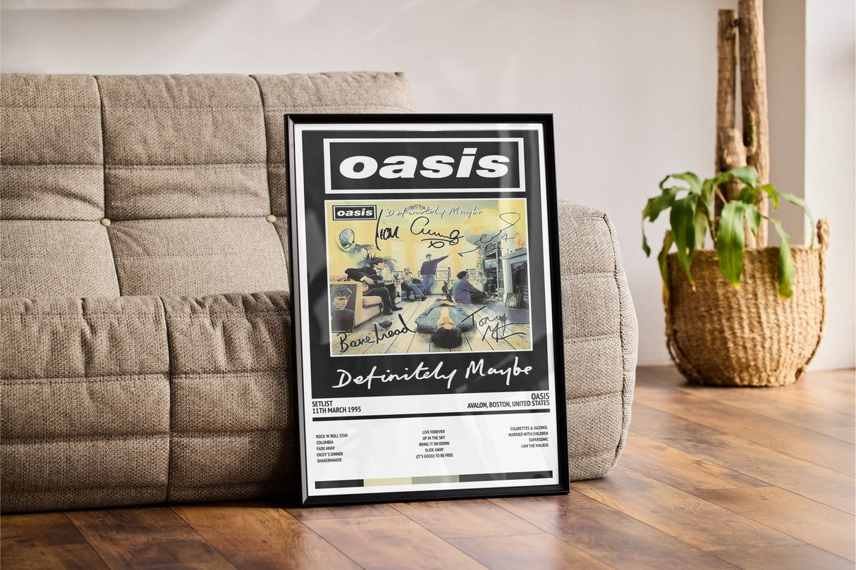 Oasis Definitely Maybe Avalon Boston 11th March 1995 - Setlist Tour Poster - Setlist