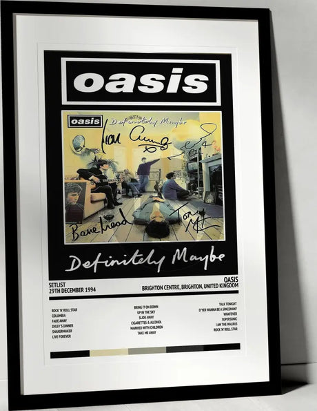 Oasis Definitely Maybe Brighton Centre Brighton 29th December 1994 - Setlist Tour Poster - Setlist