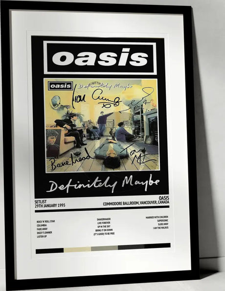 Oasis Definitely Maybe Commodore Ballroom Vancouver 29th January 1995 - Setlist Tour Poster - Setlist