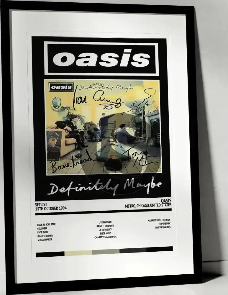 Oasis Definitely Maybe Metro Chicago 15th October 1994 - Setlist Tour Poster - Setlist