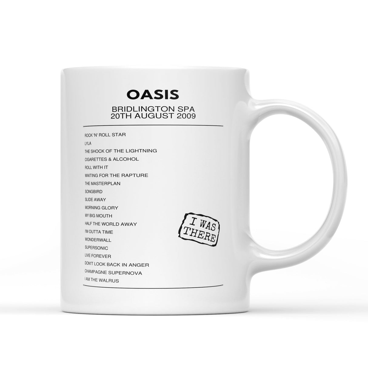 Oasis Dig Out Your Soul Bridlington Spa Bridlington 20th August 2009 - Setlist Mug - Setlist