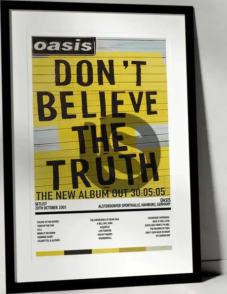 Oasis Don't Believe the Truth Alsterdorfer Sporthalle Hamburg 20th October 2005 - Setlist Tour Poster - Setlist