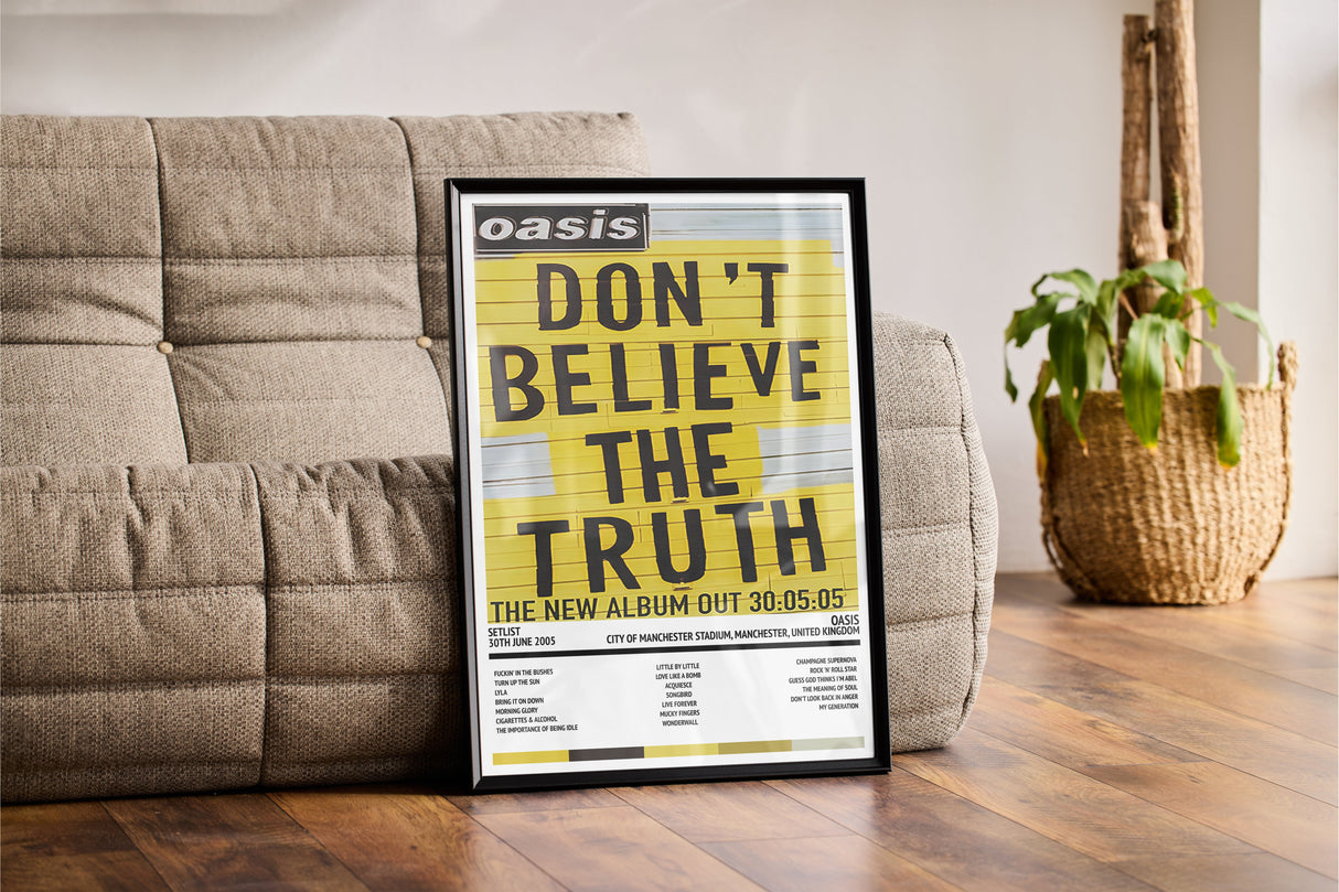 Oasis Don't Believe the Truth City of Manchester Stadium Manchester 30th June 2005 - Setlist Tour Poster - Setlist