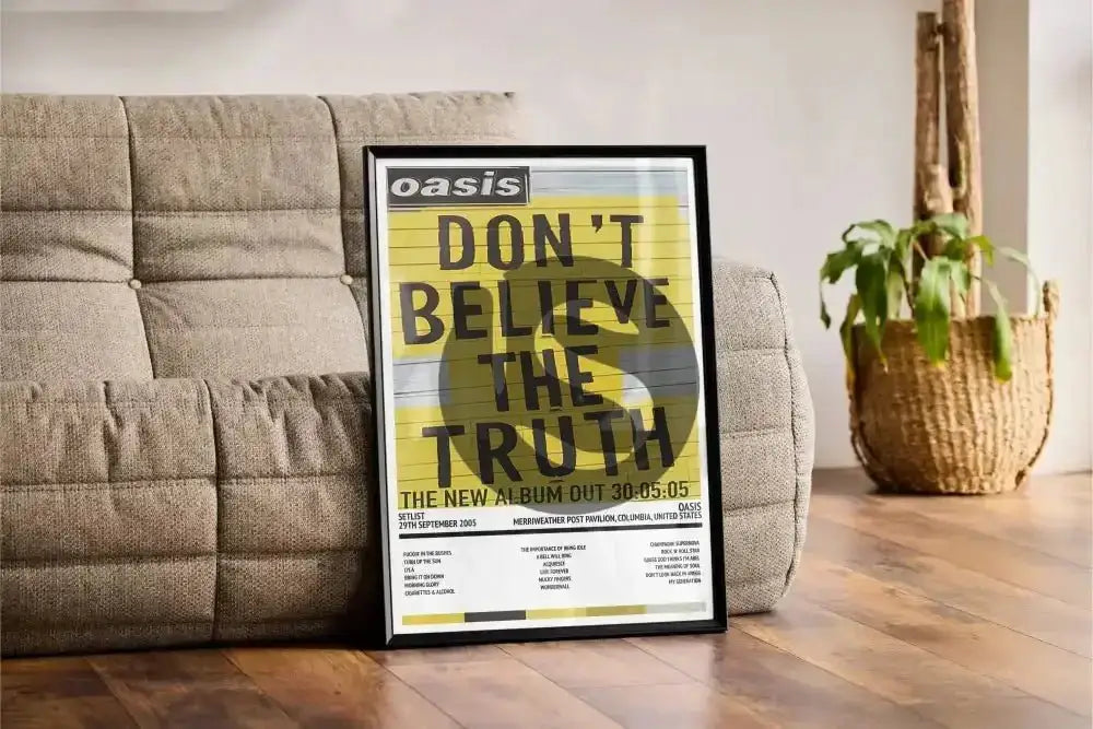 Oasis Don't Believe the Truth Merriweather Post Pavilion Columbia 29th September 2005 - Setlist Tour Poster - Setlist