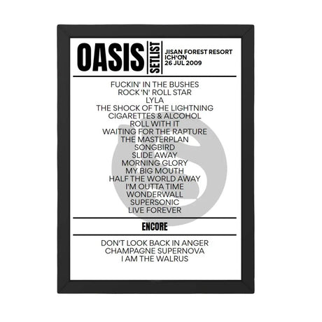 Oasis Ich'ŏn July 2009 Replica Setlist - Setlist