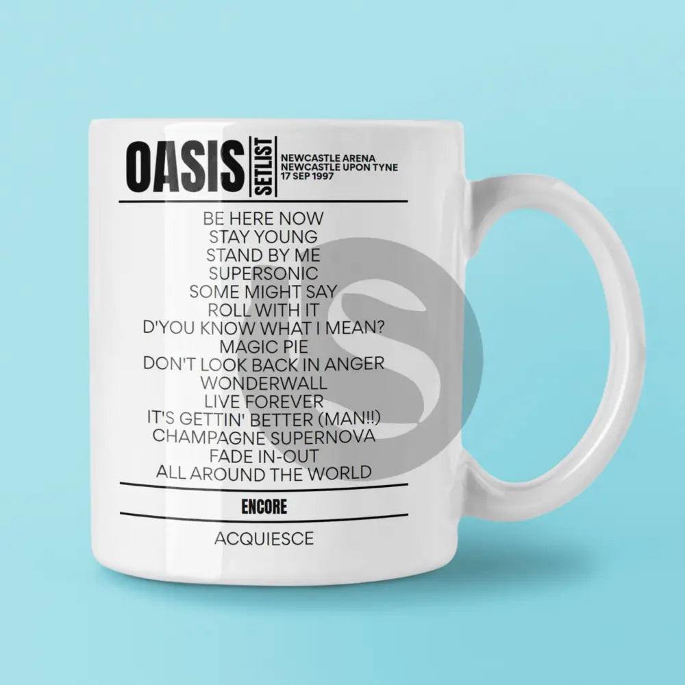 Oasis Newcastle Arena Newcastle upon Tyne September 17, 1997 Setlist Mug - Setlist