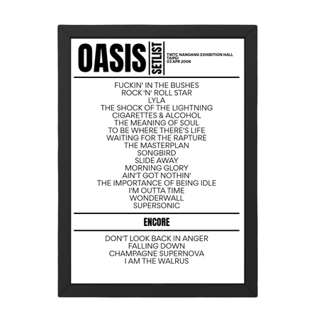 Oasis Setlist 03-04-2009-Taipei - Setlist