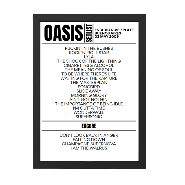 Oasis Setlist 03-05-2009-Buenos Aires - Setlist