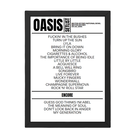 Oasis Setlist 09-07-2005-Milton Keynes - Setlist