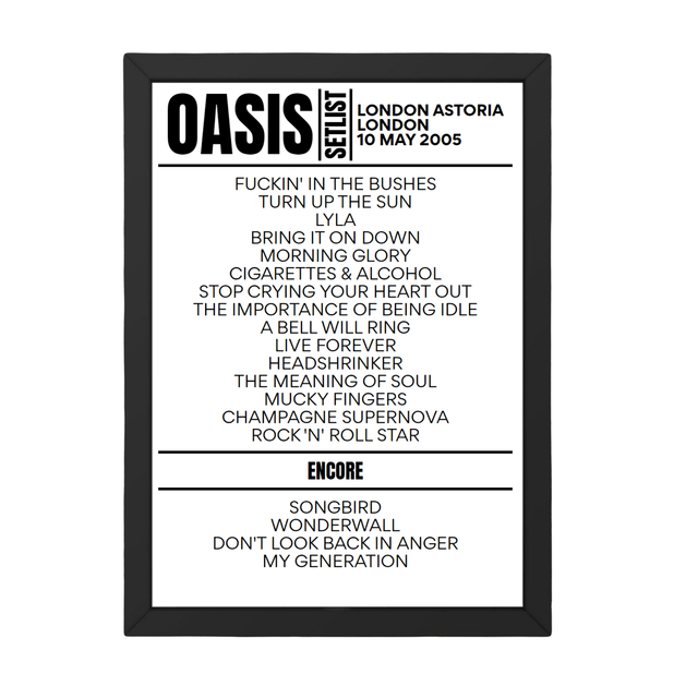 Oasis Setlist 10-05-2005-London - Setlist