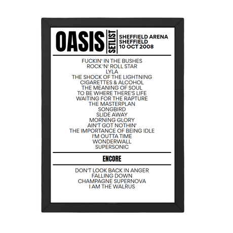 Oasis Setlist 10-10-2008-Sheffield - Setlist