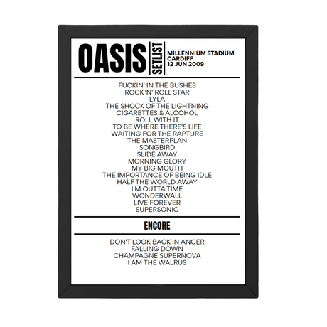 Oasis Setlist 12-06-2009-Cardiff - Setlist