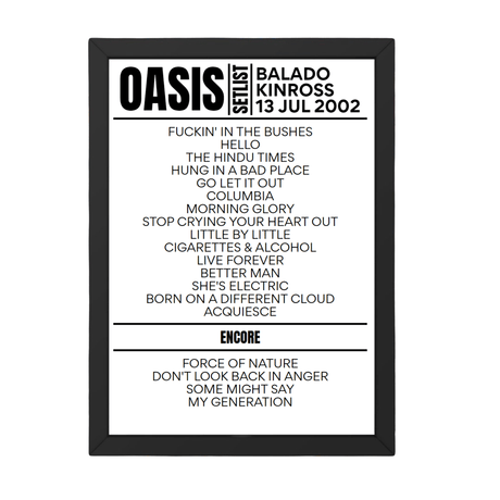 Oasis Setlist 13-07-2002-Kinross - Setlist