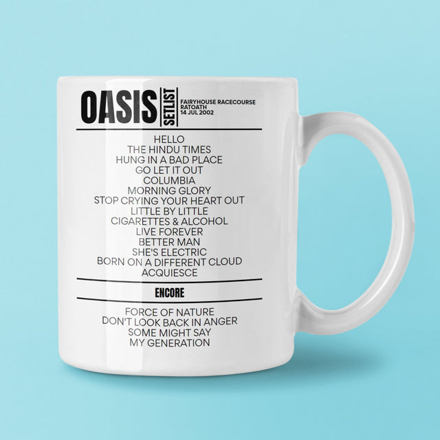 Oasis Slane Castle Ratoath July 14, 2002 Setlist Mug - Setlist