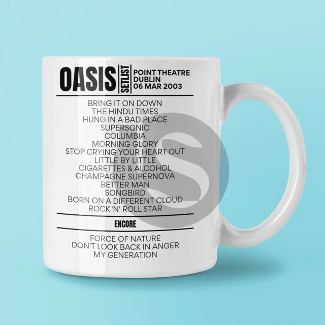 Oasis The Point Dublin March 06, 2003 Setlist Mug - Setlist