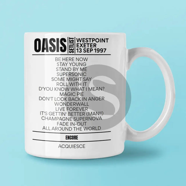 Oasis University of Exeter Exeter September 13, 1997 Setlist Mug - Setlist