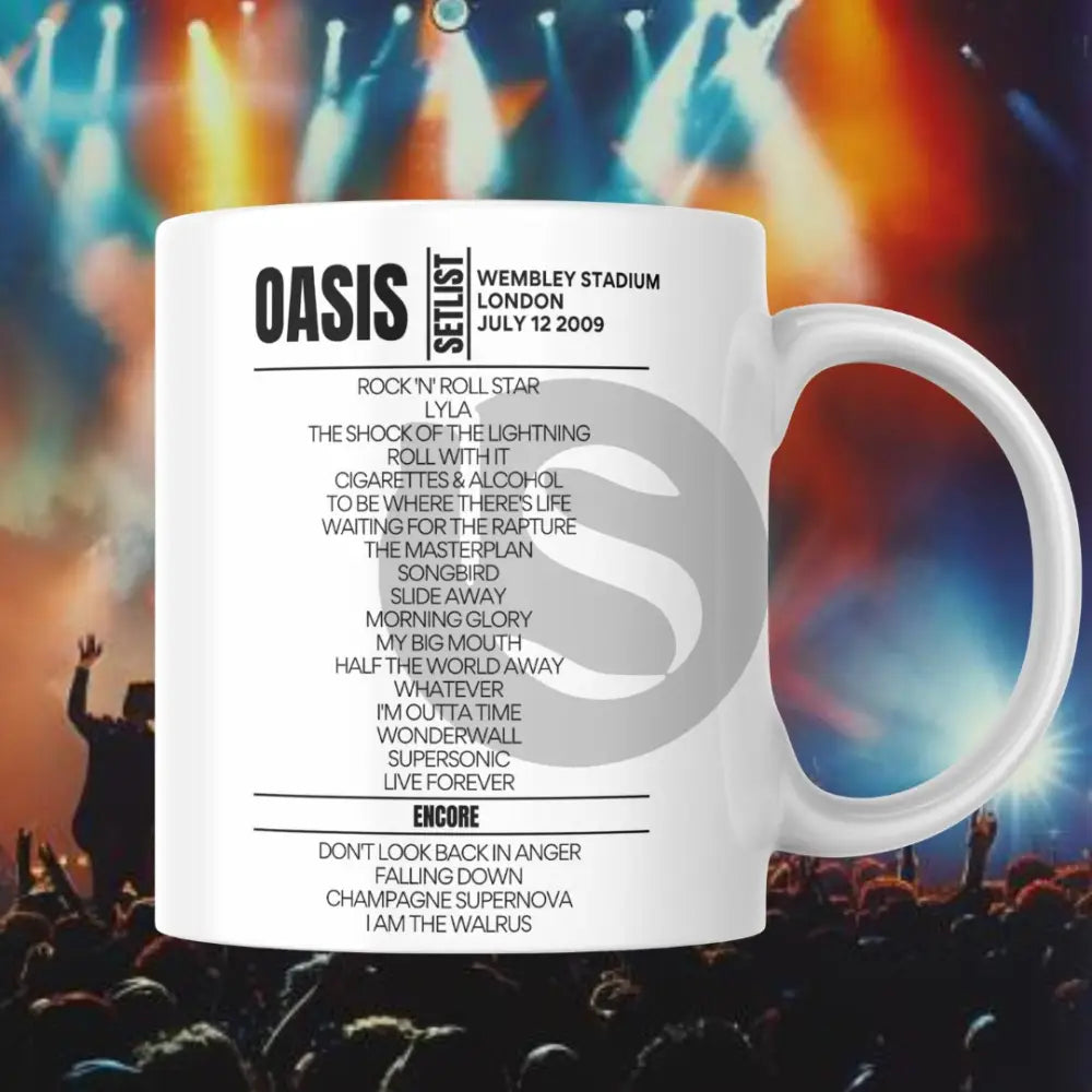 Oasis Wembley Stadium London July 12 2009 Setlist Mug - Setlist