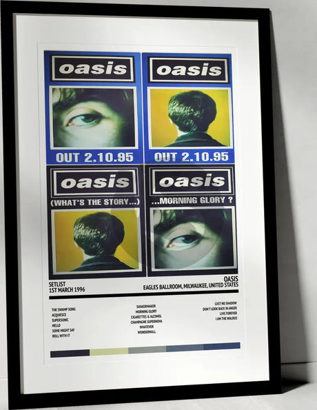 Oasis (What's the Story) Morning Glory? Eagles Ballroom Milwaukee 1st March 1996 - Setlist Tour Poster - Setlist