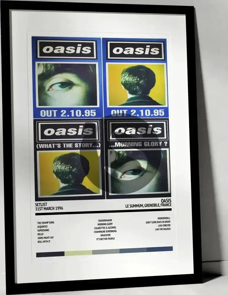 Oasis (What's the Story) Morning Glory? Le Summum Grenoble 31st March 1996 - Setlist Tour Poster - Setlist