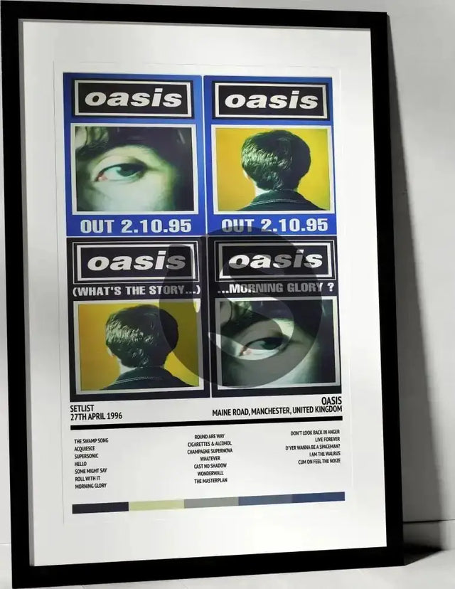 Oasis (What's the Story) Morning Glory? Maine Road Manchester 27th April 1996 - Setlist Tour Poster - Setlist