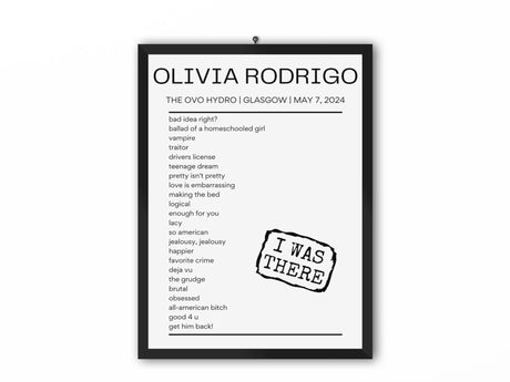 Olivia Rodrigo The OVO Hydro Glasgow May 7, 2024 Replica Setlist - Setlist