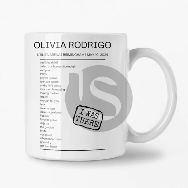 Olivia Rodrigo Utilita Arena Birmingham May 10, 2024 Replica Setlist Mug - Setlist