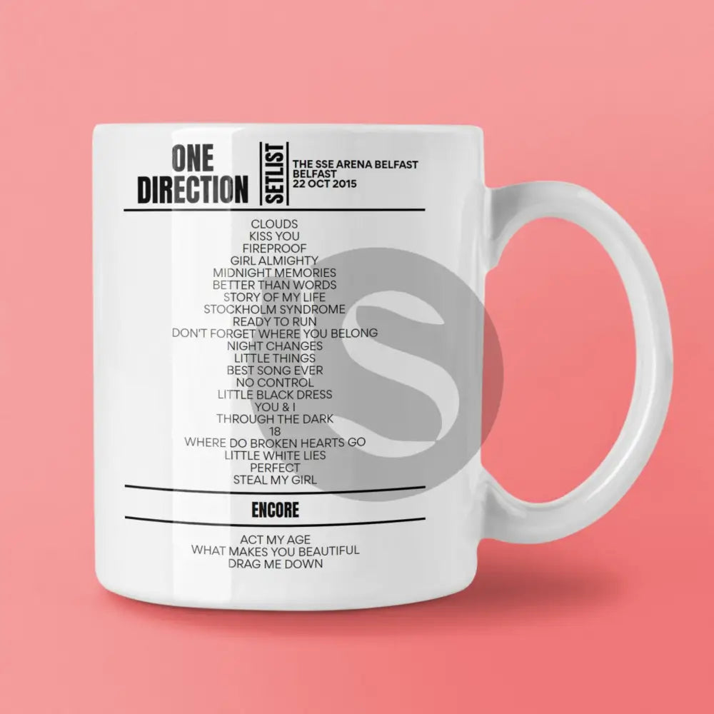 One Direction The SSE Arena Belfast October 21, 2015 Setlist Mug - Setlist