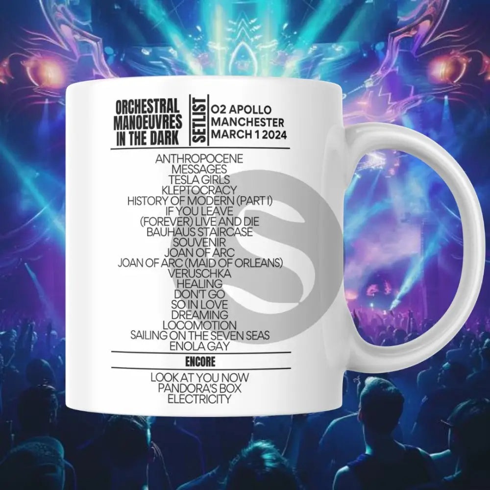 Orchestral Manoeuvres In The Dark Manchester March 1 2024 Setlist Mug - Setlist