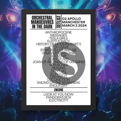 Orchestral Manoeuvres In The Dark Manchester March 2 2024 Setlist - Setlist