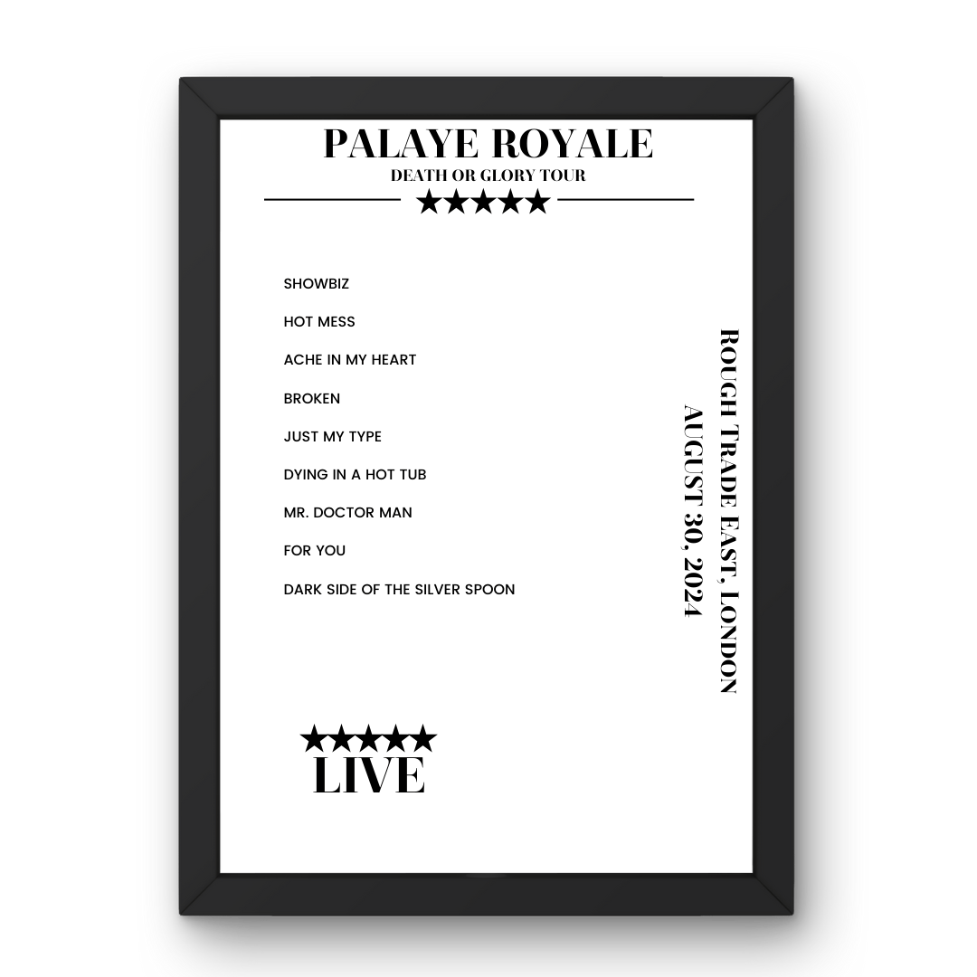 Palaye Royale August 30, 2024 Rough Trade East London Setlist Poster - Setlist