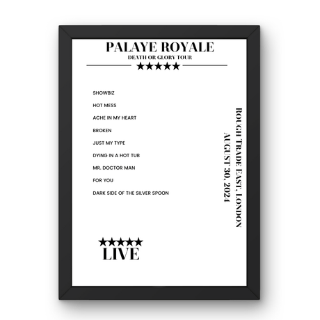 Palaye Royale August 30, 2024 Rough Trade East London Setlist Poster - Setlist