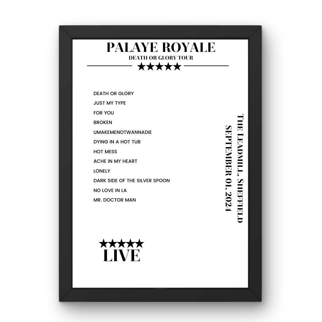 Palaye Royale September 01, 2024 The Leadmill Sheffield Setlist Poster - Setlist