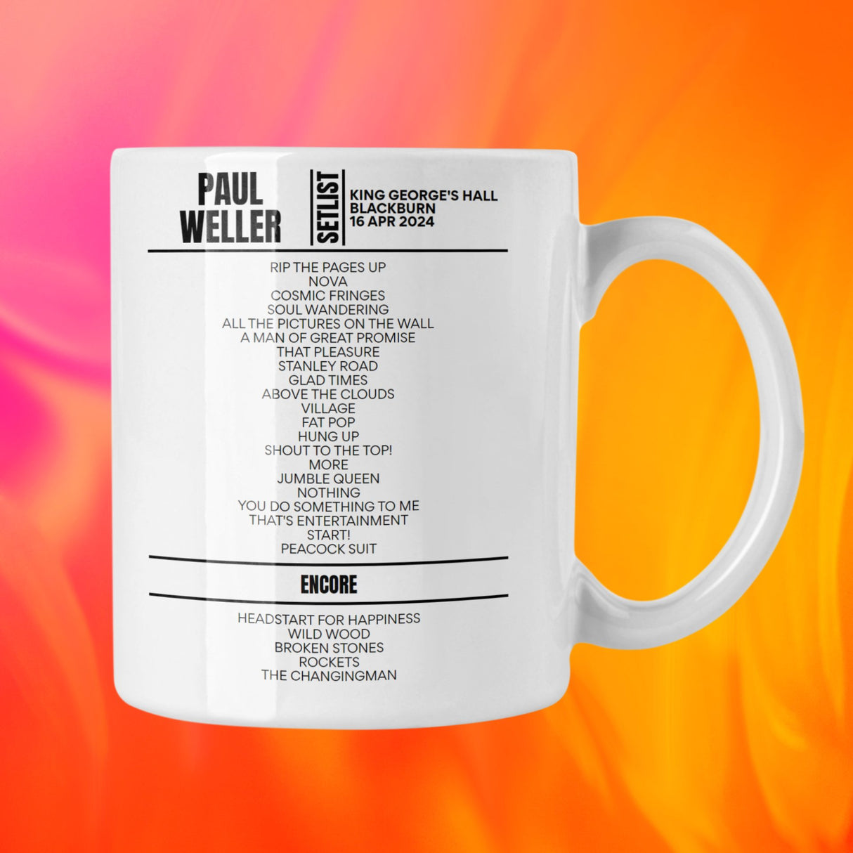 Paul Weller Blackburn April 2024 Setlist Mug - Setlist